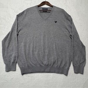 Men’s Fairway & Greene Gray V-Neck Sweater, XL, Baruffa Italian Merino Wool